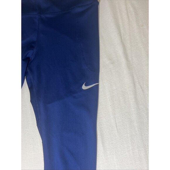 Nike Womens Leggings Medium Blue Dri-Fit Activewear Gym Run Lift Drawstrings - Picture 2 of 10